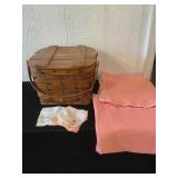 Basket with Blankets and Handkerchiefs