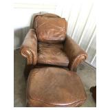 Leather Chair and Footstool