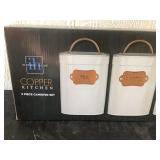 Copper kitchen canister set - new in box