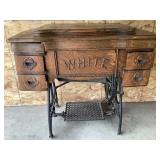 White Sewing Machine and Cabinet