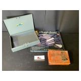 Metal Box, Knife Set & Brass Stensils