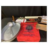 Metal Tray, Seed Sack & Misc Decor