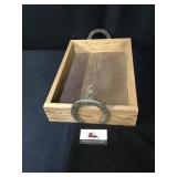 Wood Box w/Horse Shoes