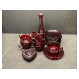 Avon Cups, Saucers, Vase, Heart Box