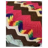 Multi-color Chevron Pattern Afghan