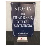 False Advertising Metal Sign