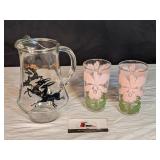 Vintage pitcher, 2 glasses