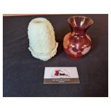 Frosted fairy light, etched rose vase