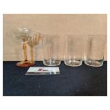 Depr. glass cordial and etched cocktails