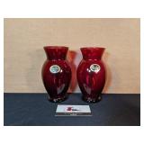 2 Royal Ruby vases