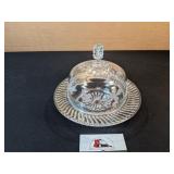 Etched coverd butter/cheese bowl
