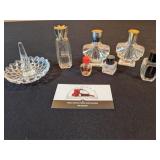 Glass ring holder, Sm perfume bottles