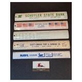 (4) metal rulers, Navy plastic ruler