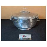 Large aluminumware covered dish (Italy)