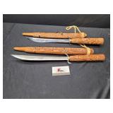 Knives with Wooden Handles and Sheaths