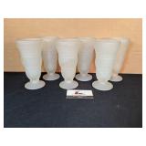 6 old frosted malt glasses