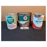 Oil/grease tins (Texaco, Quaker State)