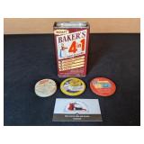 Vintage lids, cocoa powder