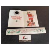 Xmas advert. ruler and Coca-cola card