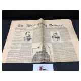 Vintage 1892 Greenfield Iowa Paper, The Adair