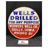 Metal Sully, Iowa Wells Drilled Sign