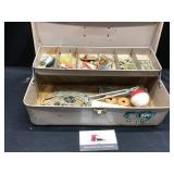 Metal Tackle Box with Miscellaneous Tackle
