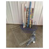 Wire baskets, hand held vacuum, and wrapping