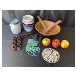 Salad bowl, candles and miscellaneous