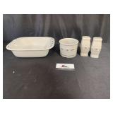 Longaberger square baking dish, crock, salt n