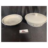 Longaberger Pottery covered baker and pie plate