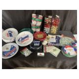 Christmas plates, napkins, and miscellaneous