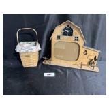 Barn clock frame and Longaberger basket