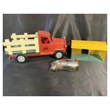 Red truck, barn and hot wheels