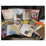 Tote full of scrapbooking paper and miscellaneous