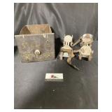Vintage Metal drawer and roller skates