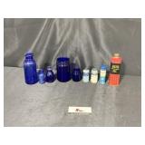 Miscellaneous tins and glass bottles