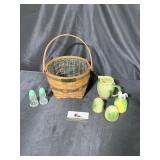 Longaberger basket and salt and pepper shakers