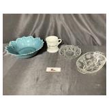 Leaf bowl and miscellaneous glass ware