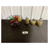 Basket with fake fruit