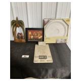 Ceiling medallion, Waco clip board, and art