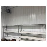 Metal shelving with wood shelves