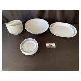 Corelle serving dishes, bowls, and small plates