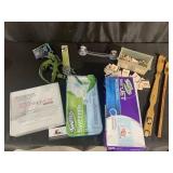 Back scratcher, matches, dog collars, and misc.