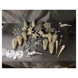 Tote full of black and gold ornaments