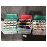 3 ornament totes with ornaments