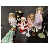 Tote of vintage dolls