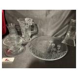 Platters, vases, and miscellaneous glassware