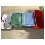 Totes and laundry basket