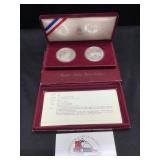 1984 Olympic Two Coin Proof Silver Dollars