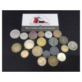 20 Foreign Coins- Includes 1925 Belgium Franc